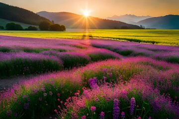 Obraz na płótnie Canvas lavender field in the morning