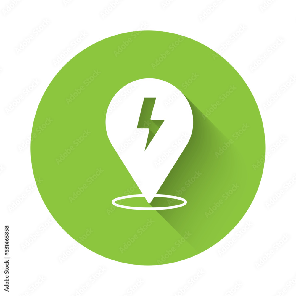 Poster white lightning bolt icon isolated with long shadow background. flash sign. charge flash icon. thund