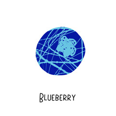 Blue Blueberry illustration with texture isolated on white background