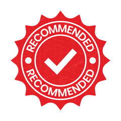 Recommended Stamp, Recommendation Icon, Recommendation Rubber Stamp Round Band, Label, Emblem, Seal, Sticker, Logo, Vector Illustration With Grunge Texture