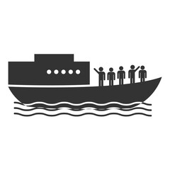 Vector illustration of ferry icon in dark color and transparent background(png).