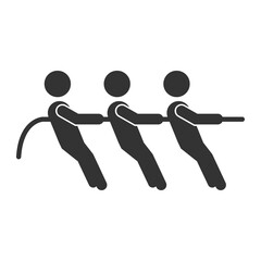Vector illustration of tug of war icon in dark color and transparent background(png).