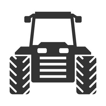 Vector illustration of tractor icon in dark color and transparent background(png).