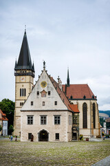 Fototapeta na wymiar Basilica of Saint Giles and Old City Hall, Bardejov, Slovakia