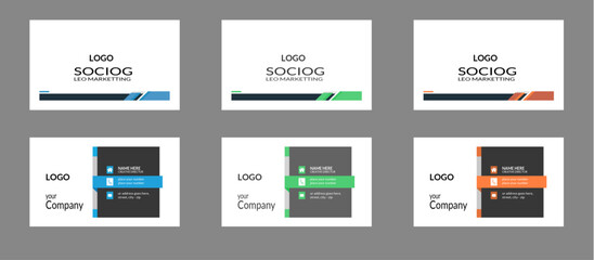 Fototapeta premium Modern and creative business card. Simple personal visiting card with company logo. Vector illustration. Stationery&nbsp;design.