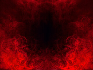 Red smoke or flame texture on a black background. Texture and abstract art	