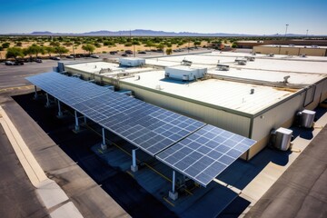 Obraz premium Solar power panels and HVAC Systems with Automation