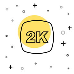 Black line 2k Ultra HD icon isolated on white background. Random dynamic shapes. Vector