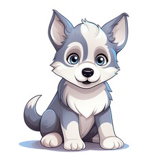 Hand drawn cartoon husky illustration made with generative ai technology
