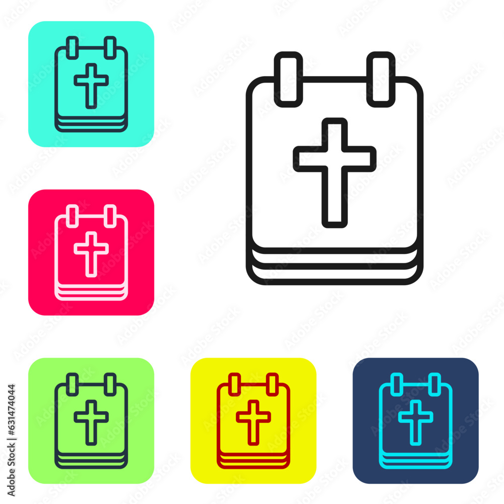Poster black line calendar with easter icon isolated on white background. spring christian holiday symbol. 