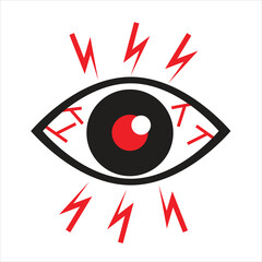 Red Eye flu infection icon, eye disease icon vector symbol, Redness of the Eye, Conjunctivitis.