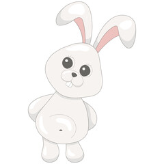 Obraz premium Cute hare on a white background. Vector illustration. Beautiful gray animal.