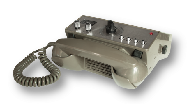 Telephone handset wish shadow under a two way radio