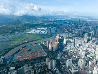 Shenzhen ,China - May 29,2022: Aerial view of landscape in Shenzhen city, China