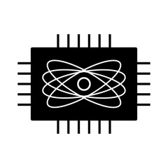 Quantum computing icon. Sign of quantum superposition on computer chip. Vector Illustration
