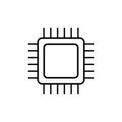 Semiconductor line icon. Semiconductor device such as integrated circuit, chip or microprocessor. Vector Illustration