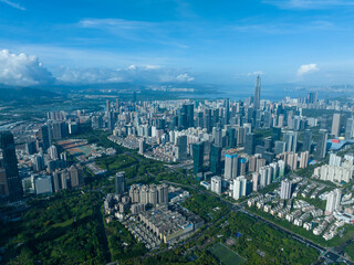 Fototapeta premium Shenzhen ,China - May 29,2022: Aerial view of landscape in Shenzhen city, China