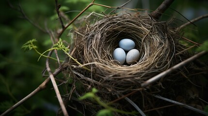 Nest with eggs made with Ai generative technology