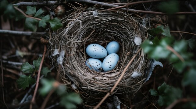 Nest with eggs made with Ai generative technology