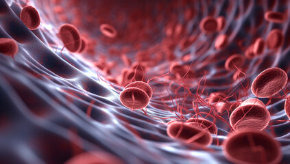 3d rendered medically accurate illustration of human blood cells,made with AI gereration - obrazy, fototapety, plakaty