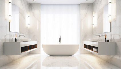 Fototapeta na wymiar modern bathroom with furniture, made with AI gereration