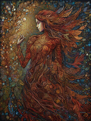 Abstract colorful painting of woman. Ai generated