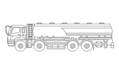 Hand drawn Kids drawing Cartoon Vector illustration tank truck lorry Isolated on White Background