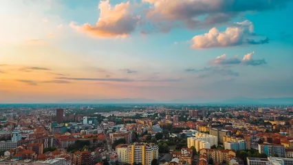 Poster Milan cityscape from drone in summer © Andrew