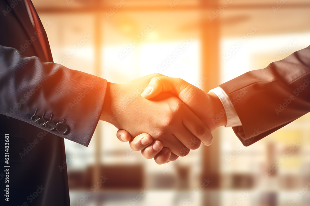 Canvas Prints generative ai. business people hand shaking after business signing contract document on desk in meet