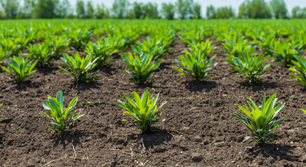 beautiful natural green vegetable cultivation field in high resolution