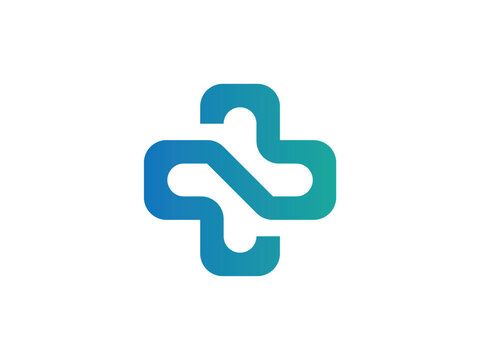 medical health plus line logo design