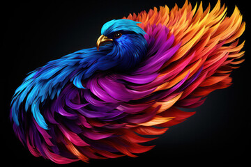Obraz premium An abstract close-up shot of a bird of paradise blossom, focusing on its unique shapes, bold colors, and textural elements, creating a visually captivating and artistic representation of this exotic f