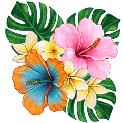 watercolor tropical bouquet