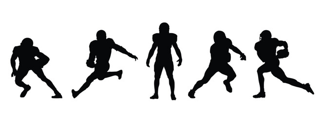 Five american football player silhouette Vol.6 set