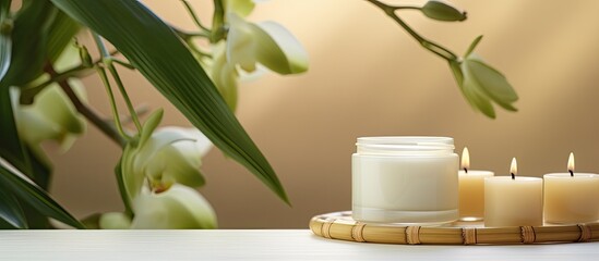 Cream for hydrating the skin. Fragrant oils and a holder for candles. Skincare. day of well-being