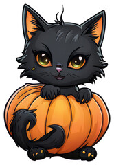 Cute Halloween Cat Sticker Design