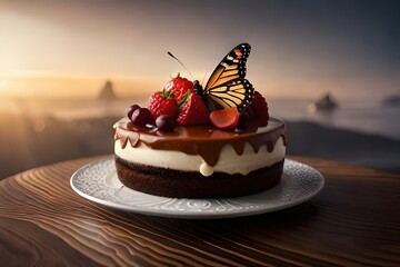 chocolate cake with strawberries