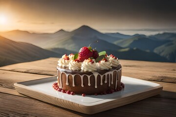 chocolate cake with cherry