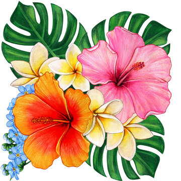 watercolor tropical bouquet