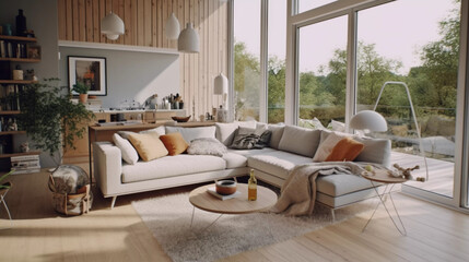 Modern scandinavian living room AI-generated