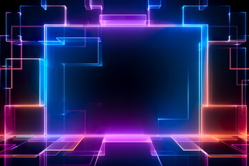 Purple And Blue Glowing Neon. Empty background scene. Futuristic Sci-Fi Modern Empty.