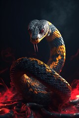 Flaming Snake, Poster Style Idea. Generative AI