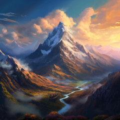 Fototapeta na wymiar photo illustration of beautiful mountain scenery