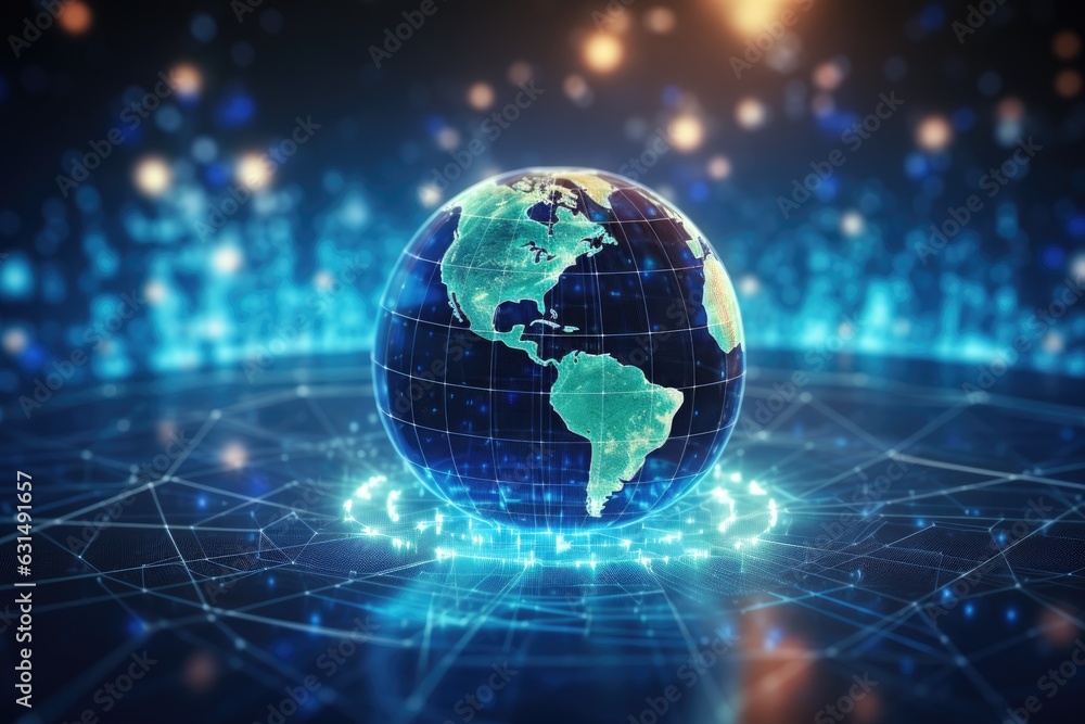 Aufkleber glass global with network on keyboard and web fiber optic