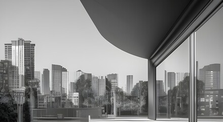 Black & white, city skyscrapers - Generative AI Illustration