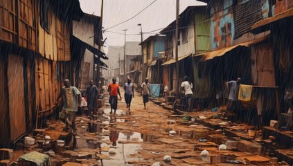 Development of residential infrastructure of Ghana slowed due poverty - obrazy, fototapety, plakaty