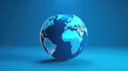 3D digital model of Earth in blue tones, set against a matching blue background