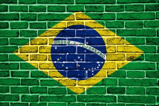 Brazilian flag illustration painted on the wall