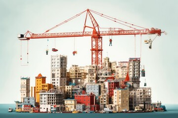 Residential neighborhoods and a new building. Construction of a residential complex