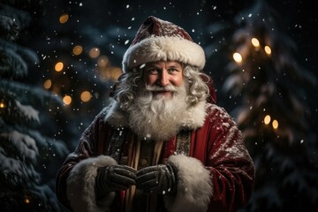 Santa Claus standing in a winter wonderland